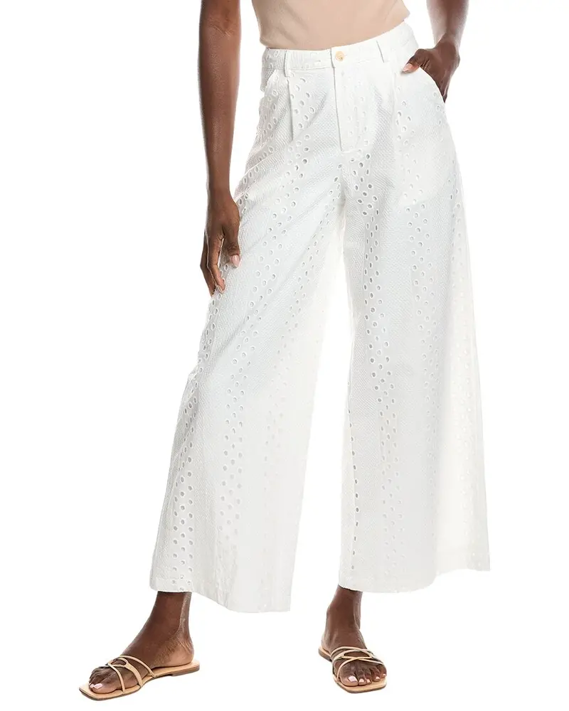 Gracia Eyelet Embroidered Wide-Leg Pant 1