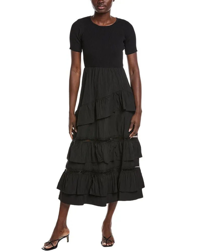 Gracia Half Knit Tiered Midi Dress 1