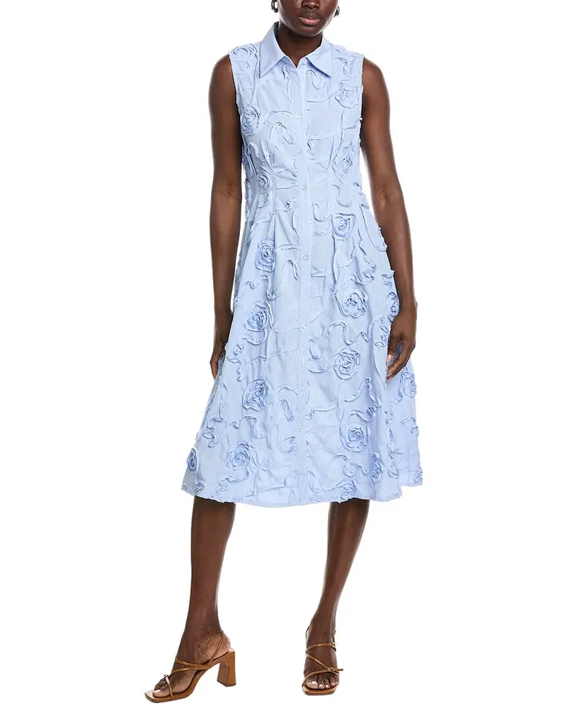 Gracia Lace Detail Sleeve Button Down A-Line Dress 1