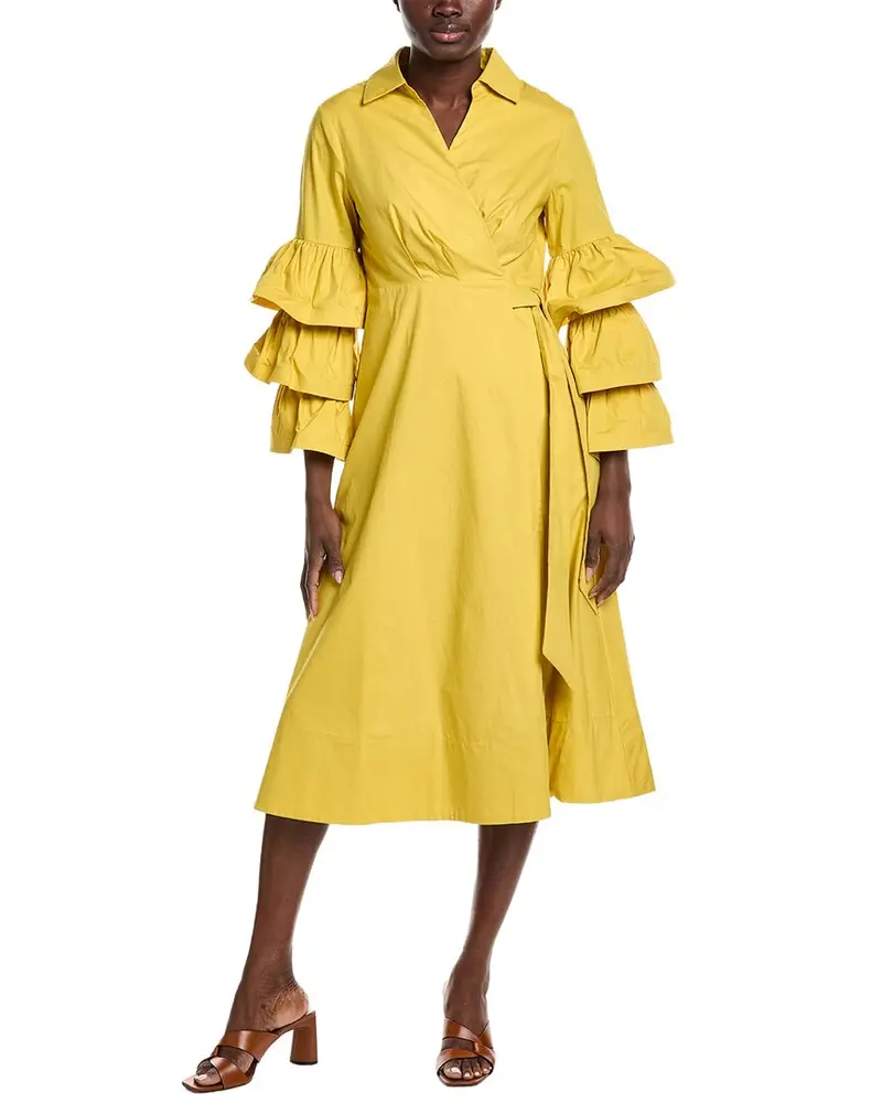 Gracia Layered Sleeve Wrap Midi Dress 1
