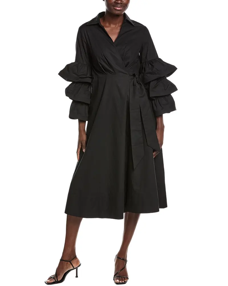 Gracia Layered Sleeve Wrap Midi Dress 1