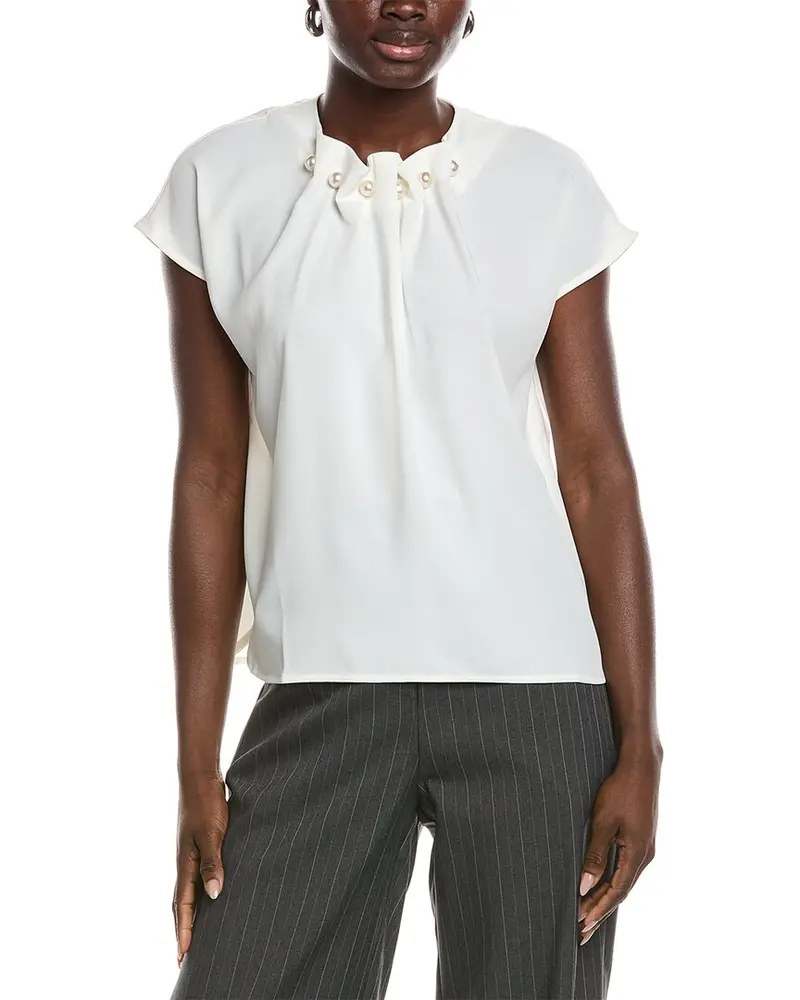 Gracia Pearl Embellished Neck Top 1