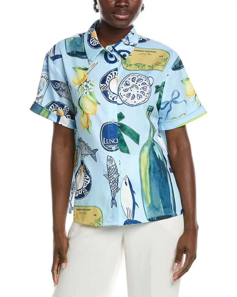Gracia Printed Button Down Top 1