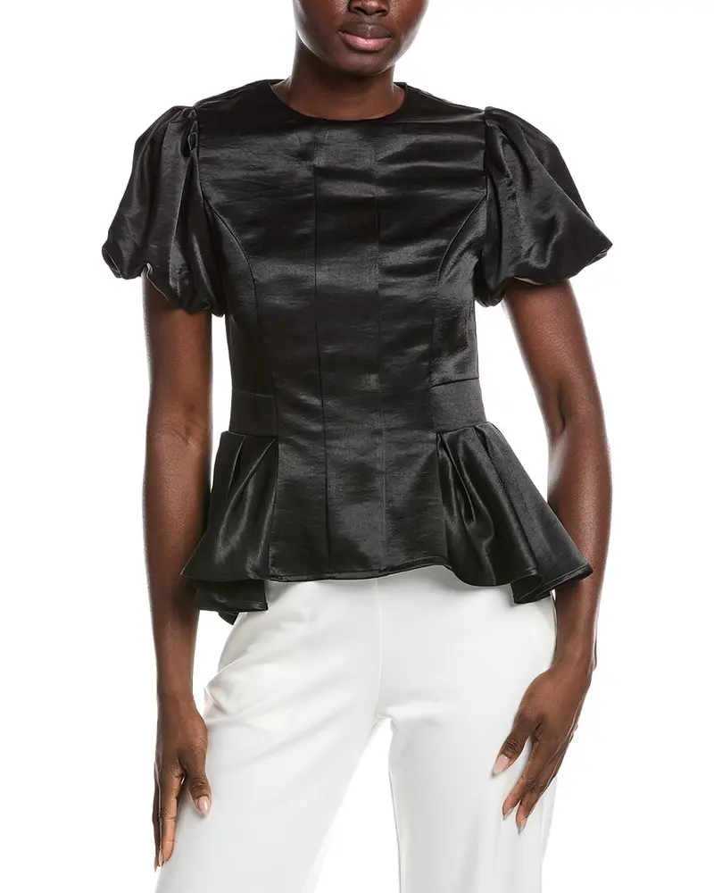 Gracia Puffed Sleeve Ruffle Bottom Top 1