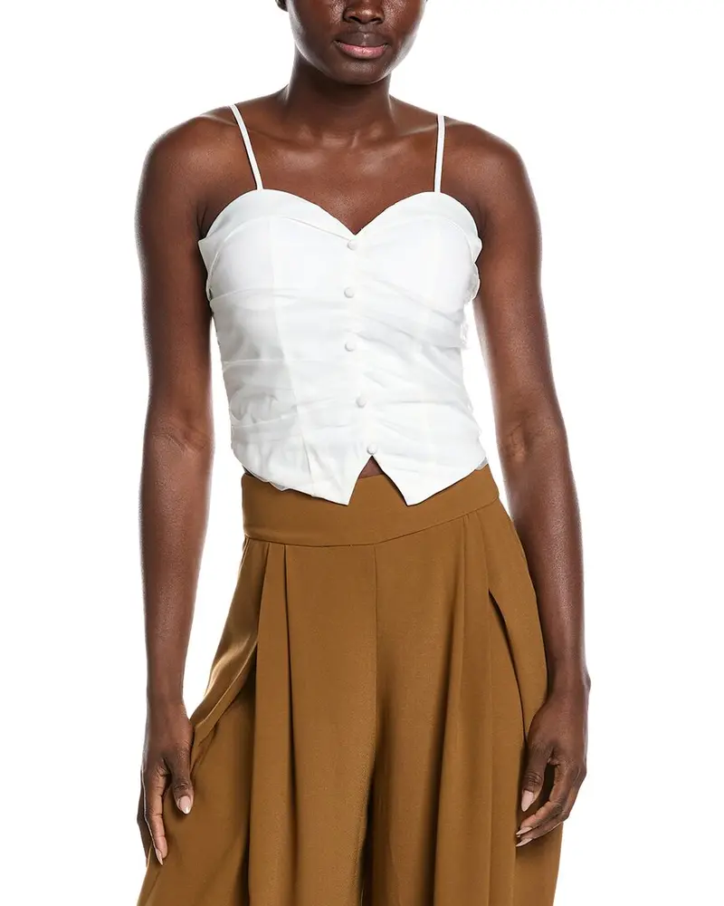 Gracia Ruffled Detail Mesh Fabric Top 1