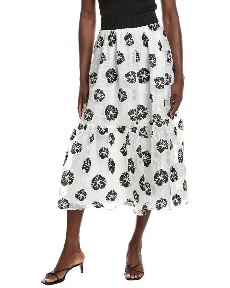 Gracia Sheer Floral A-Line Skirt 1