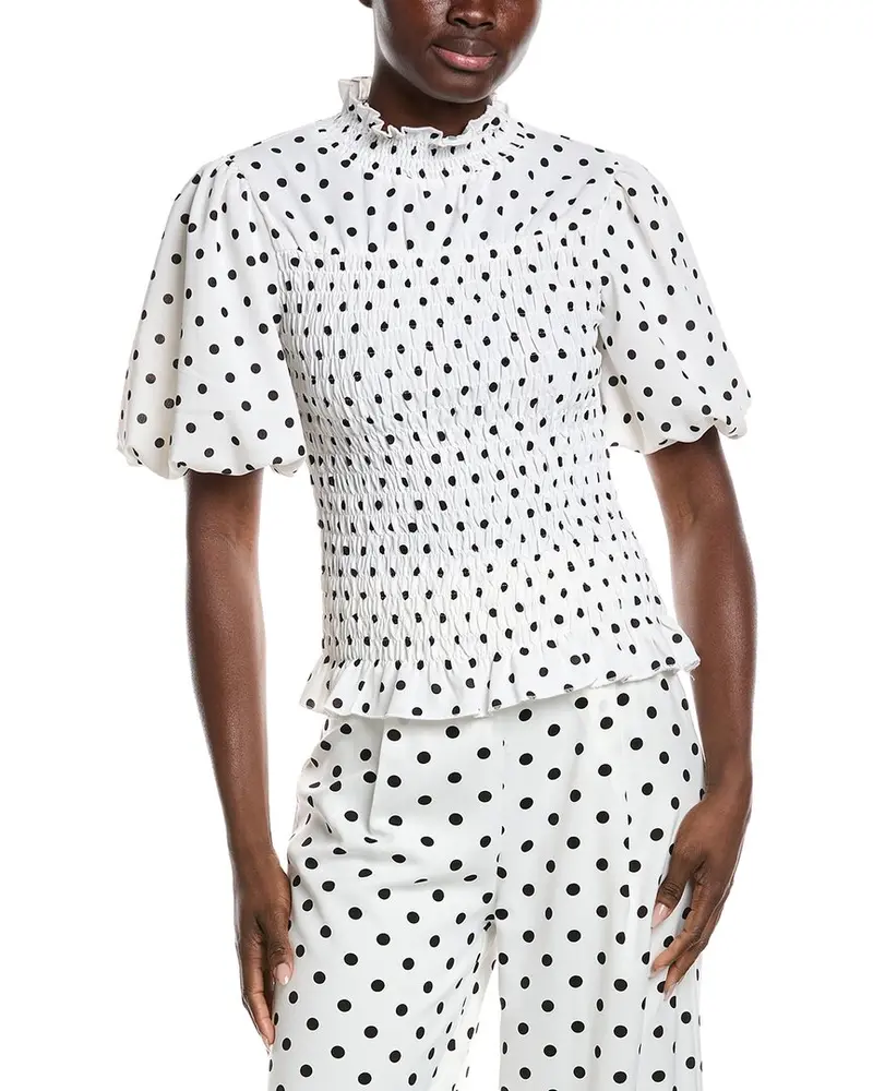 Gracia Smocked Polka Dots Top 1