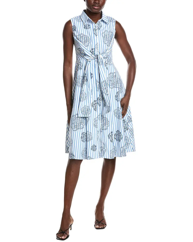 Gracia Stripe Print Sleeveless Front Tie Dress 1