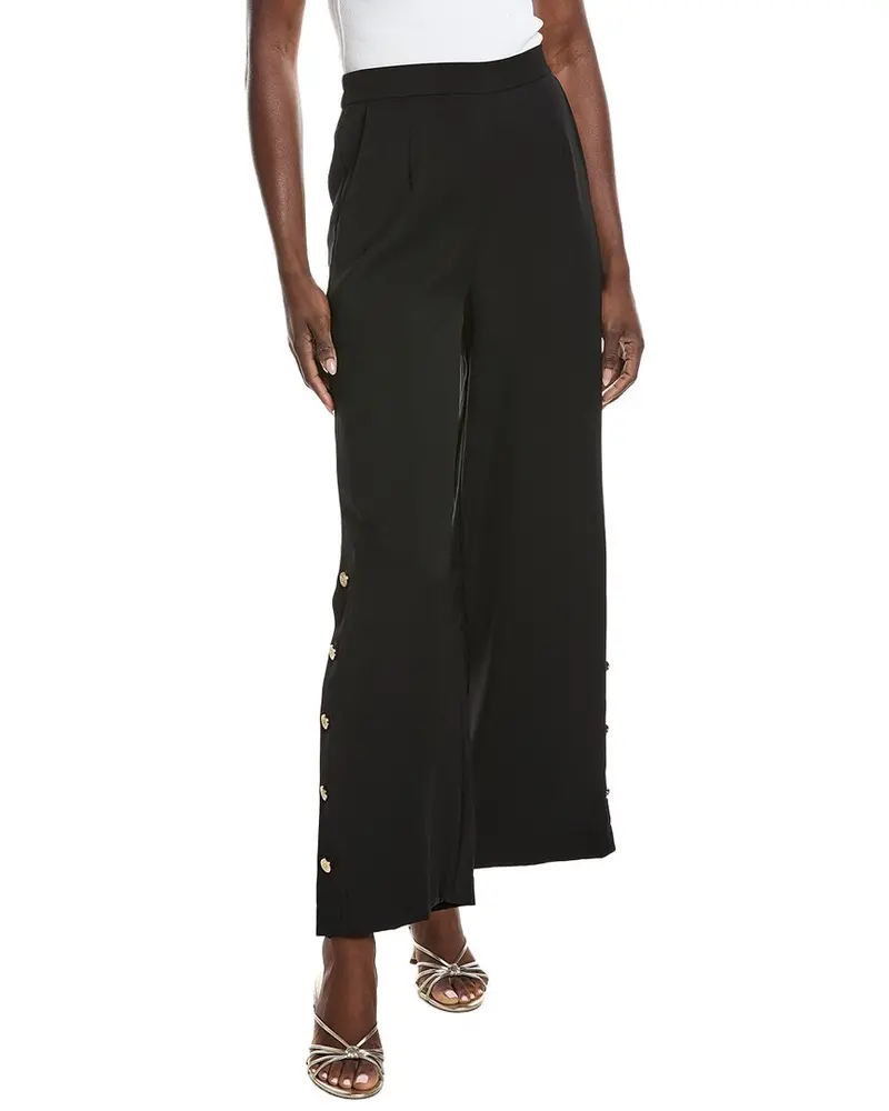 Gracia Wide Leg Half Button Casual Pant 1