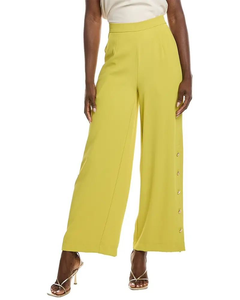 Gracia Wide Leg Half Button Open Casual Pant 1