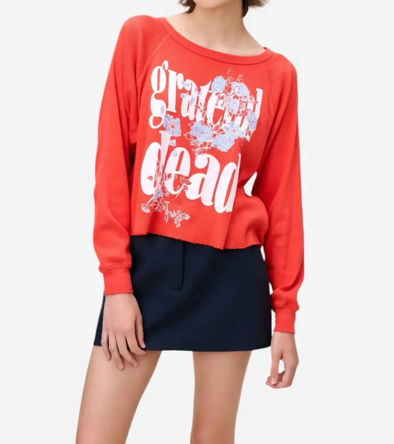 Grateful Dead Blooming Flowers Raglan Tee In Radiant Watermelon 1