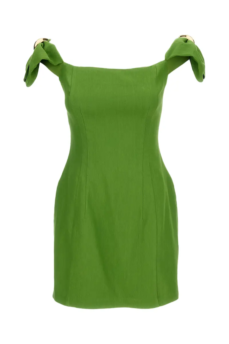 Green Linen Blend Mini Dress 1