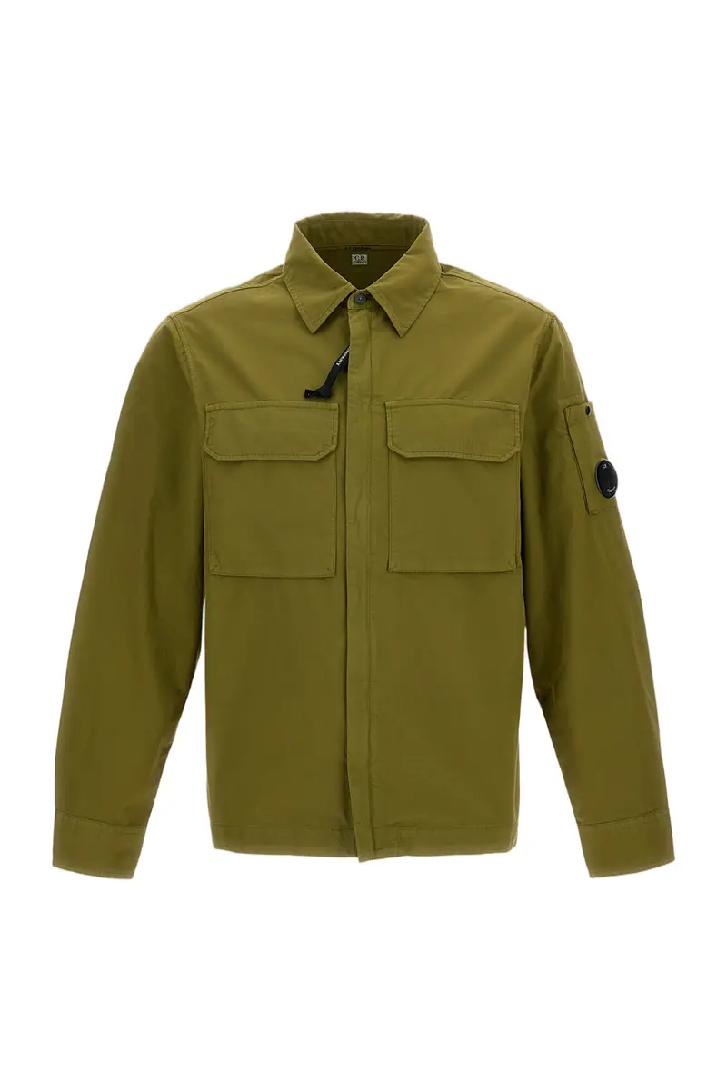 Green Organic Gabardine Zip-Up Overshirt 1