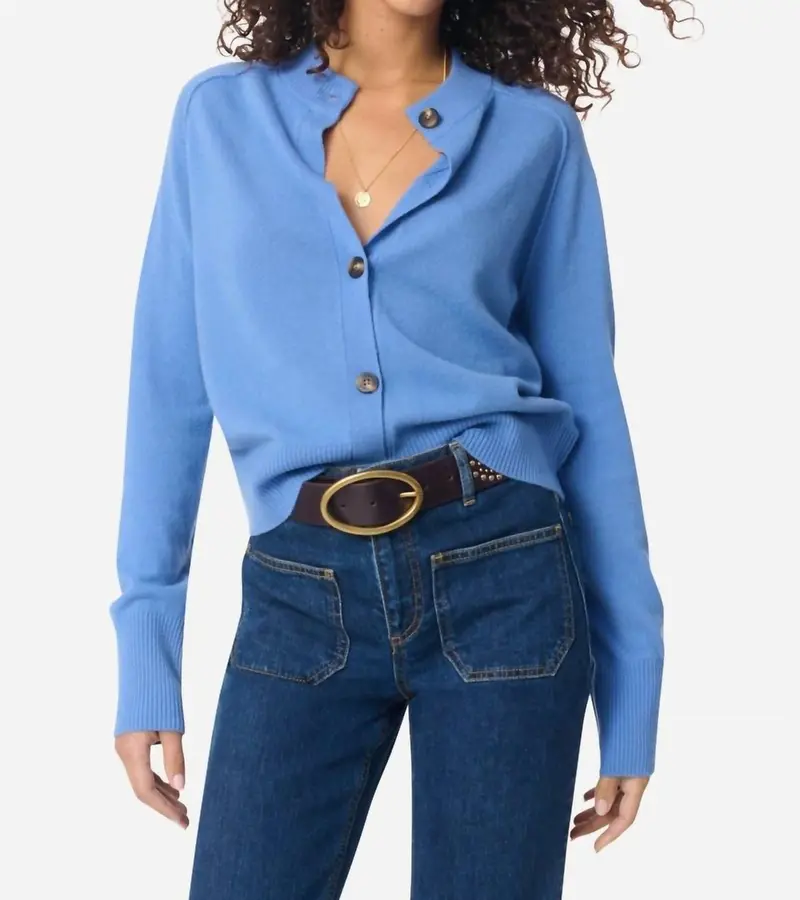 Gretel Soft Merino Wool Cardigan In Bleuet 1