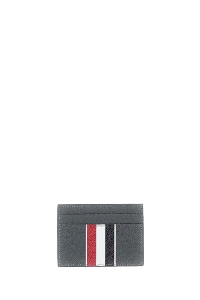 Grey Pebble Grain Leather Double Card Holder 1