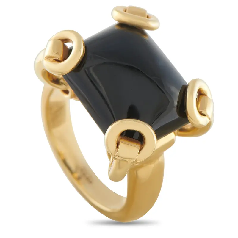 Gucci 18K Yellow Gold Onyx Ring #5170 1