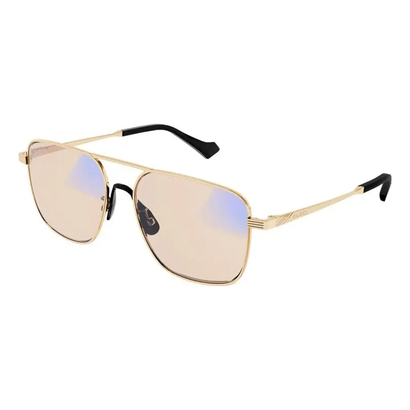 Gucci Sunglasses Aviator Full Rim, Gold Frame And Yellow Photocromatic Lens Gg0743s006 1