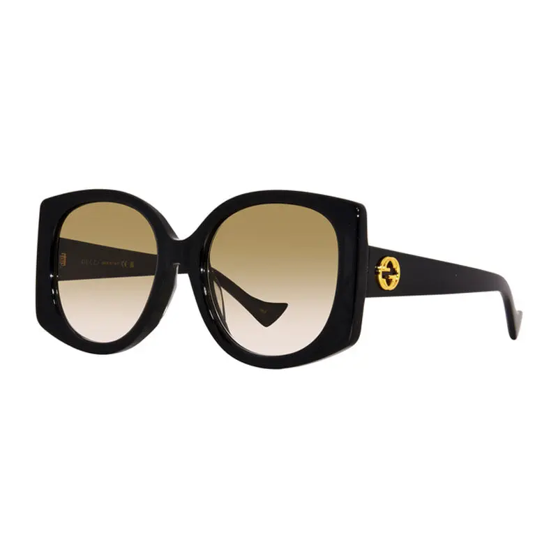 Gucci Sunglasses Butterfly Full Rim, Black Frame And Gradient Brown Lens Gg1257sa004 1