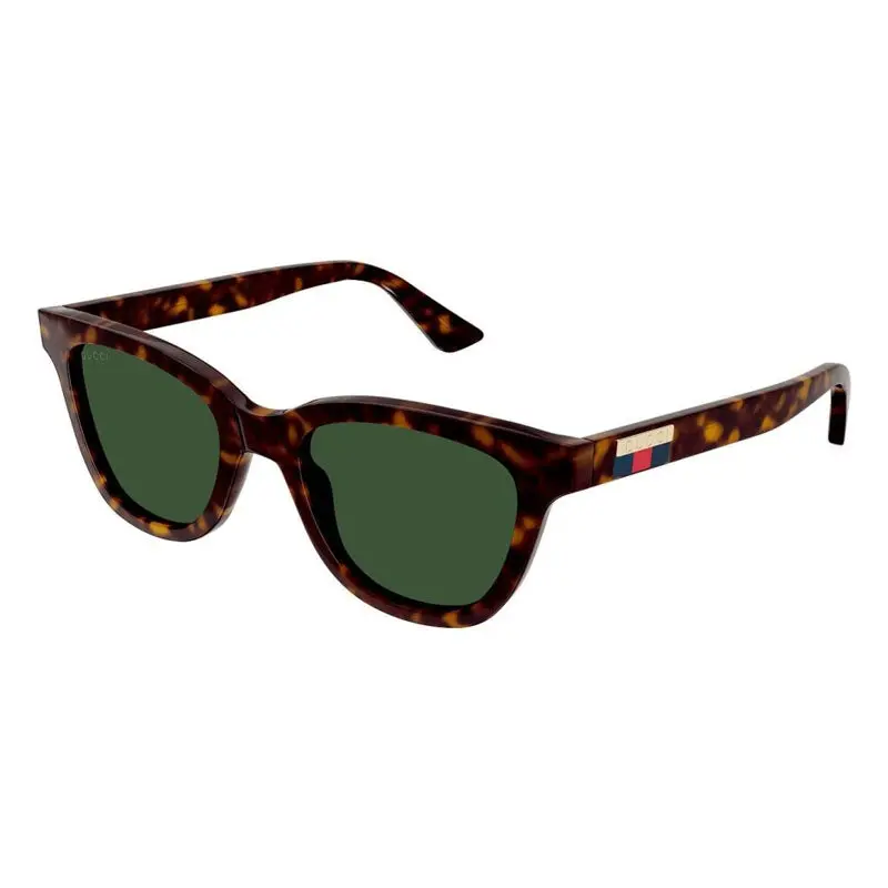 Gucci Sunglasses Oval Full Rim, Havana Frame And Green Lens Gg1116s002 1