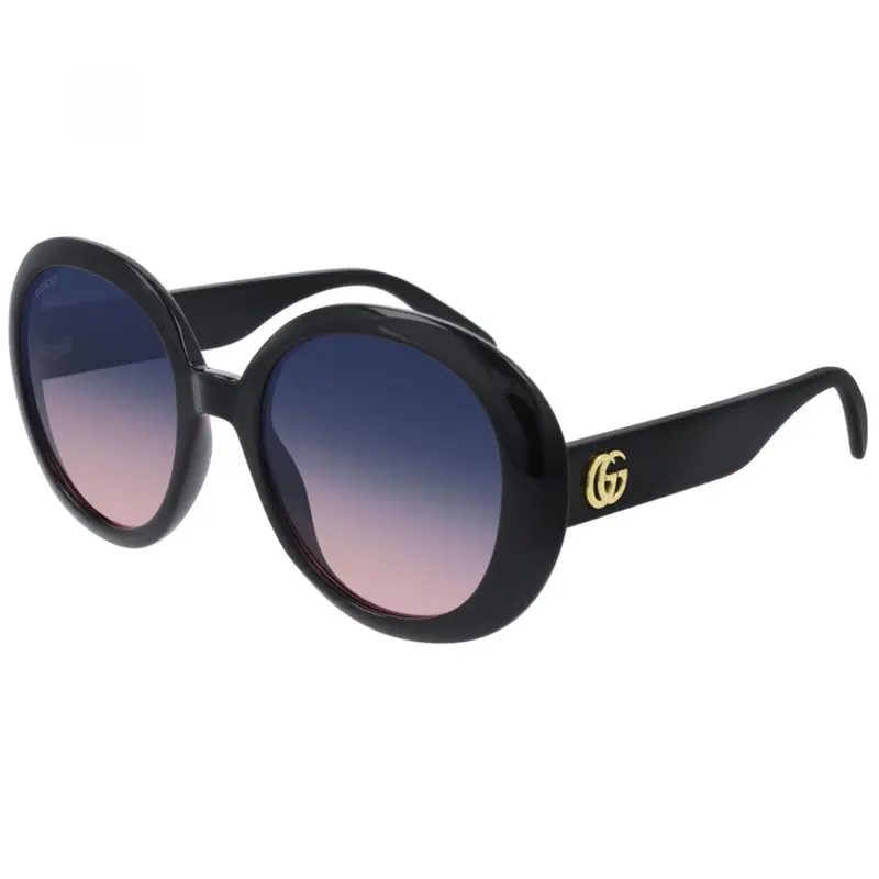 Gucci Sunglasses Round Full Rim, Black Frame And Blue Gradient Lens Gg0712s002 1