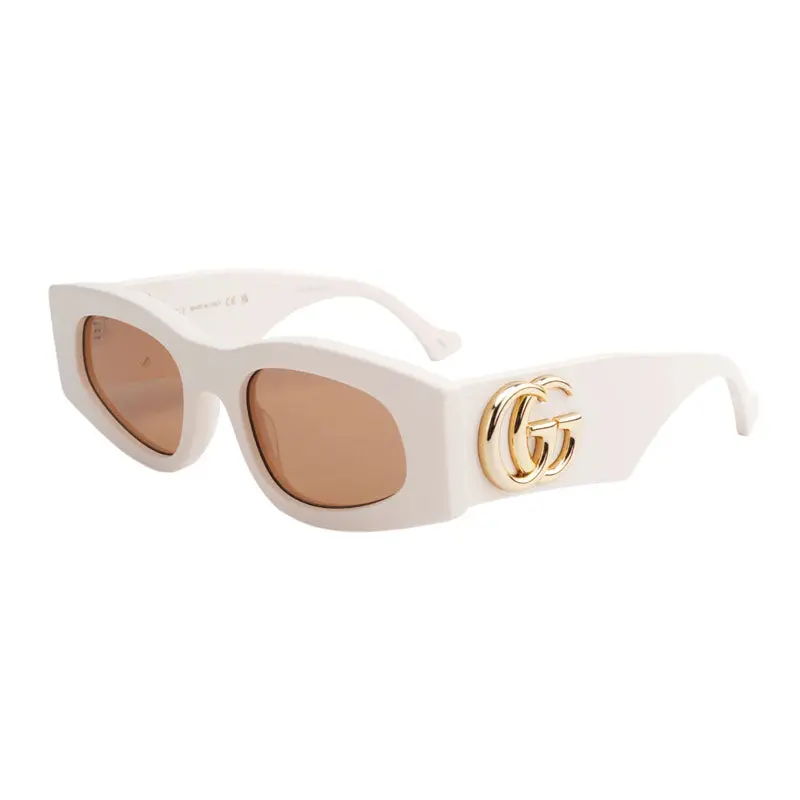 Gucci Sunglasses Square Full Rim, Beige Frame And Brown Lens Gg1754s003 1