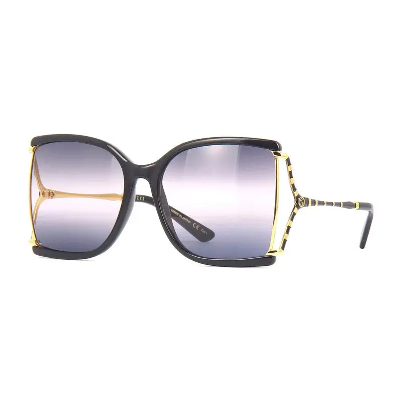 Gucci Sunglasses Square Full Rim, Black Frame And Smoke Gradient Lens Gg0592s002 1