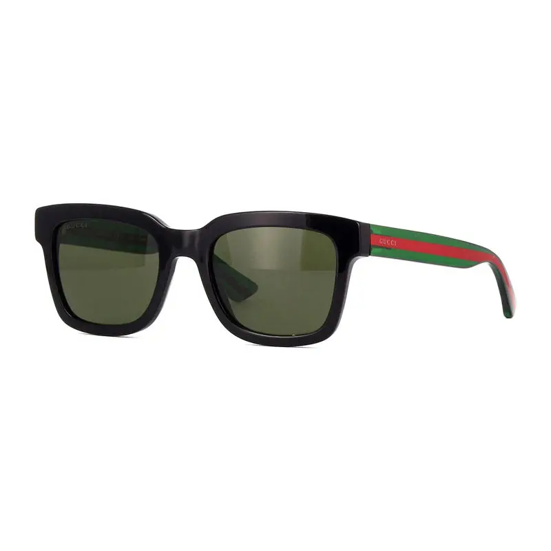 Gucci Sunglasses Square Full Rim, Black Green Frame And Green Lens Gg0001s002 1