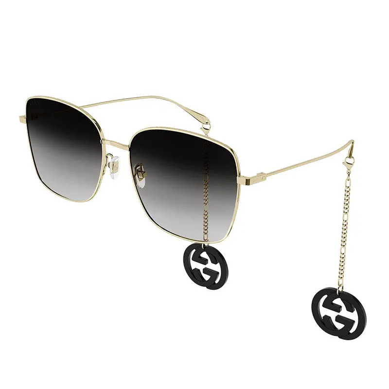 Gucci Sunglasses Square Full Rim, Gold Frame And Grey Gradient Lens Gg1030sk001 1
