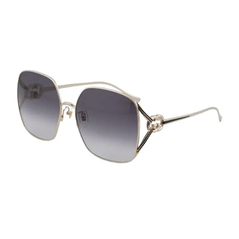 Gucci Sunglasses Square Full Rim, Gold Frame And Grey Gradient Lens Gg1323s001 1