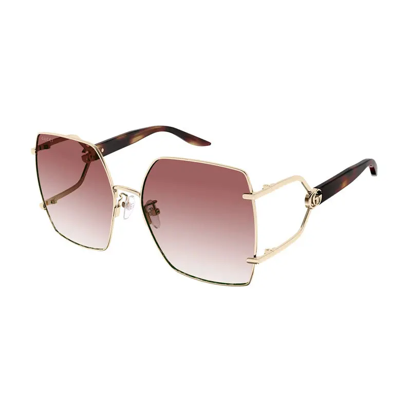 Gucci Sunglasses Square Full Rim, Gold Frame And Red Gradient Lens Gg1564sa004 1