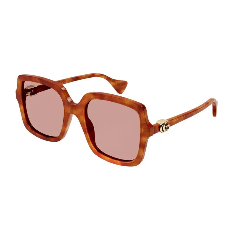 Gucci Sunglasses Square Full Rim, Light Havana Frame And Brown Lens Gg1070s002 1