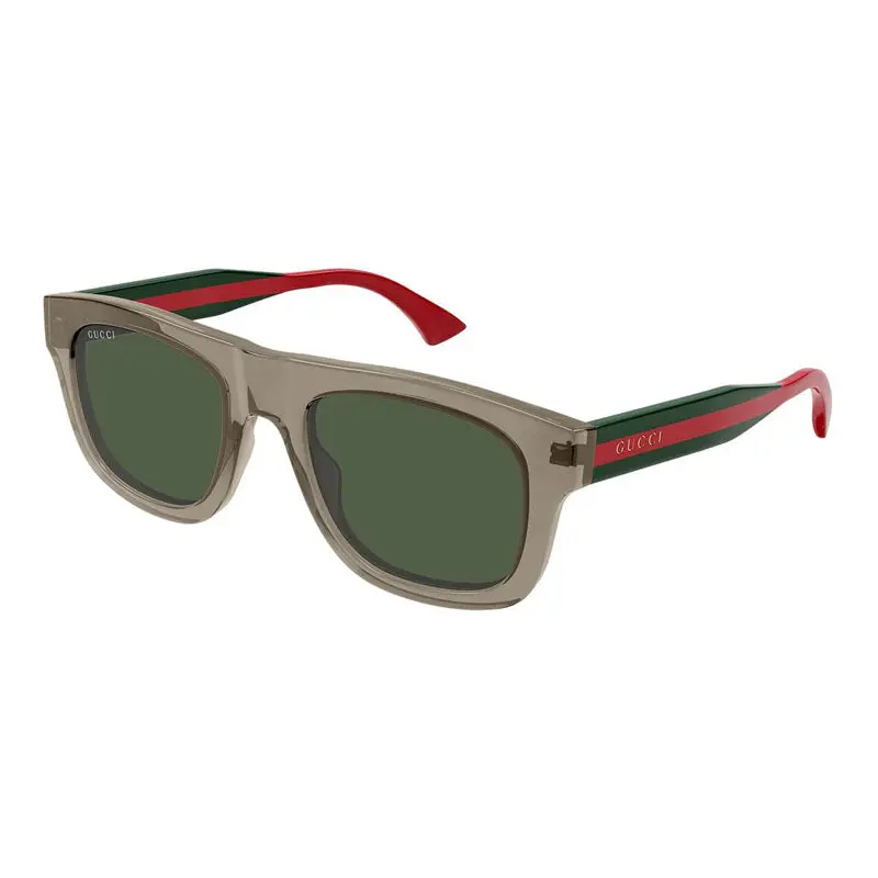 Gucci Sunglasses Square Full Rim, Shiny Transparent Brown Frame And Green Lens Gg1991s003 1