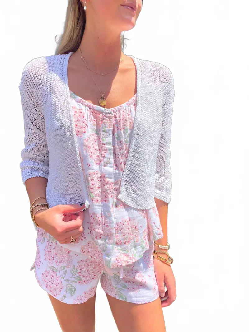 Gummy Organic Cotton Blend Rib Knit Cardigan In White 1