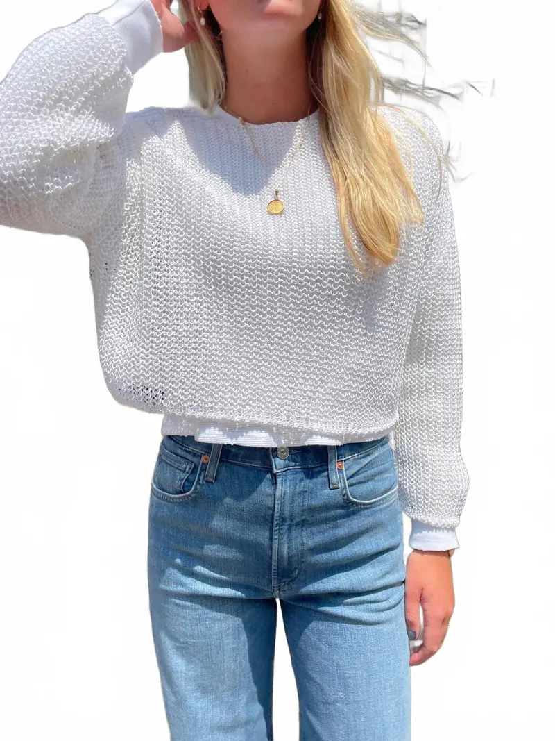 Gummy Organic Cotton Blend Rib Knit Sweater In White 1