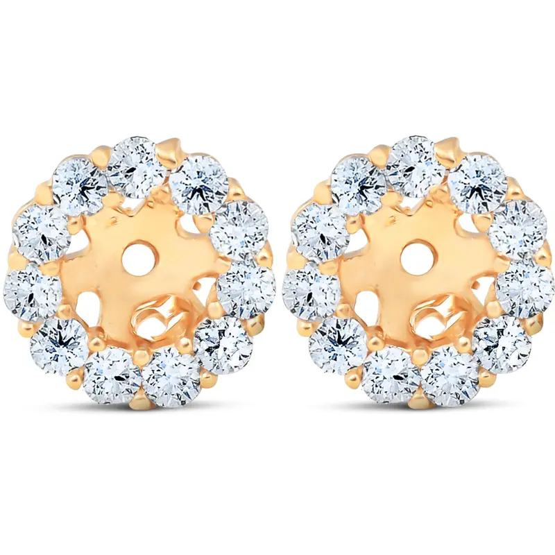 Halo Diamond Earring Jackets 14K Yellow Gold (4Mm) 1