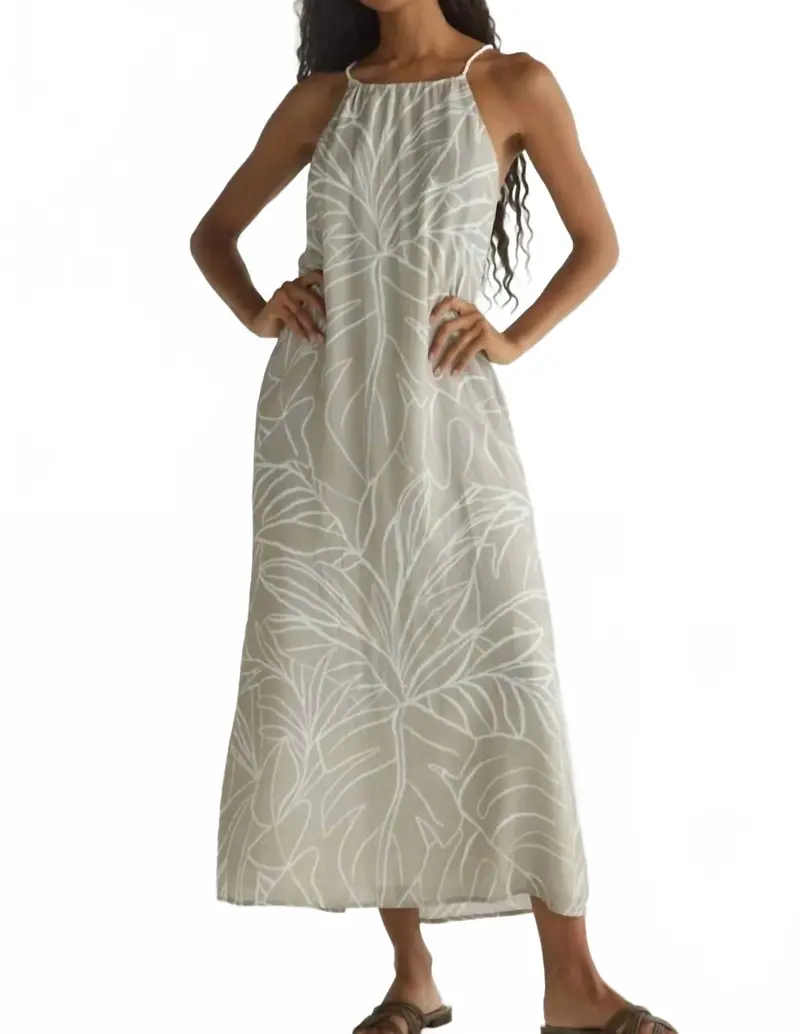 Halter Maxi Dress In Tropical Print 1