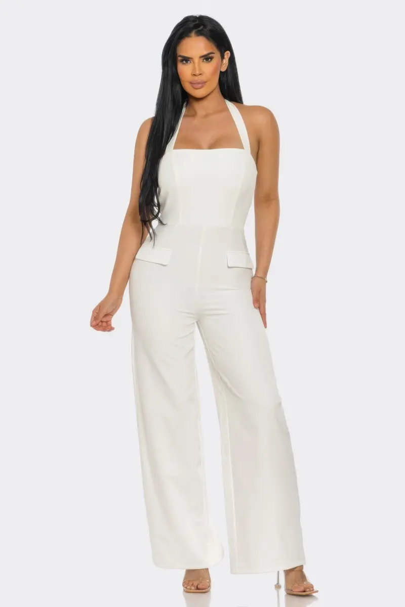 Halter Neck Jumpsuit Whit Back Zipper 1