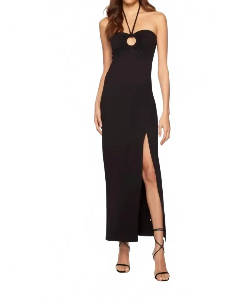 Halter Side Slit Maxi Dress In Midnight 1