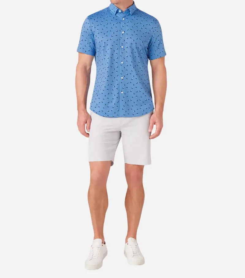 Halyard Short Sleeve Dress Shirt Top In Provence Floral 1