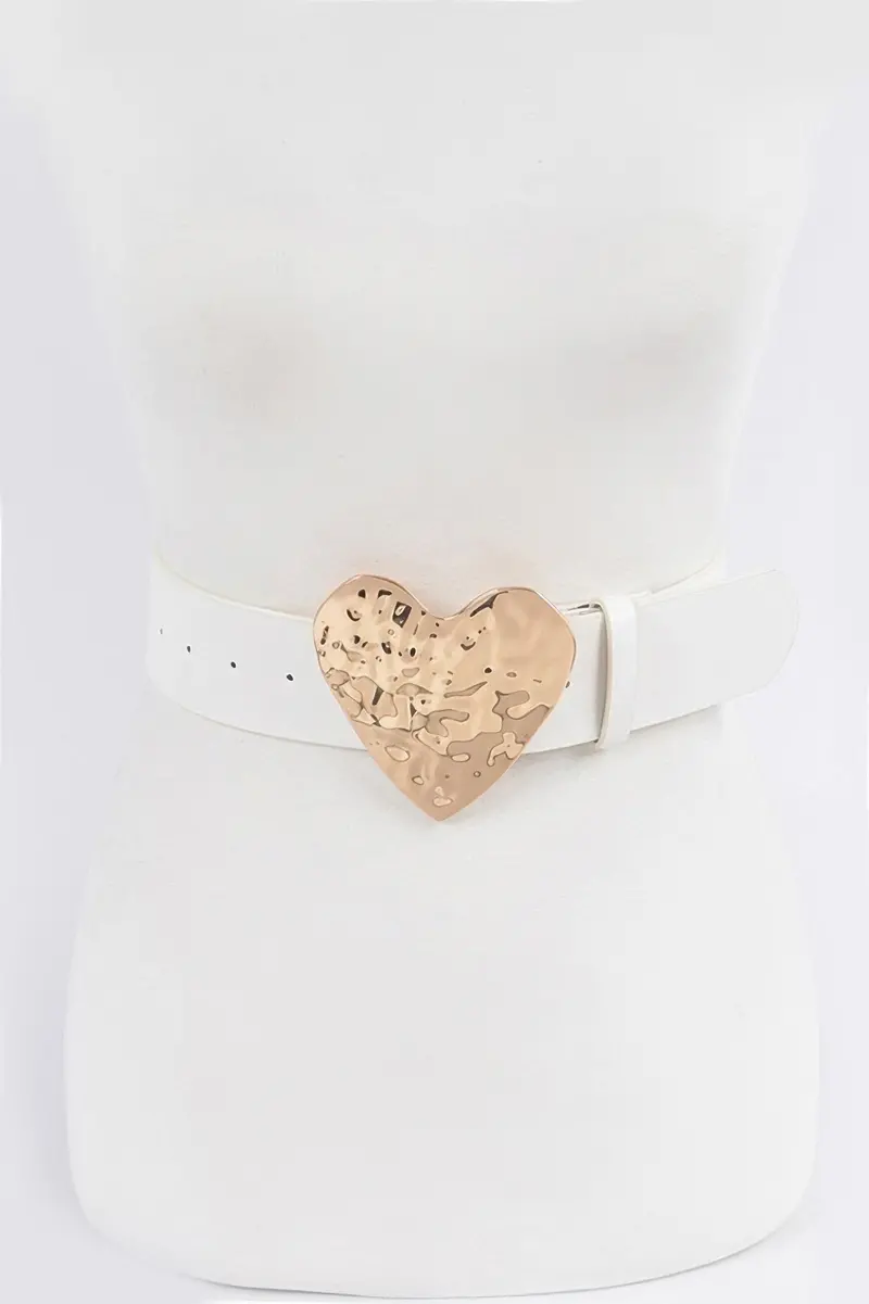 Hammered Heart Shape Buckle Belt 1
