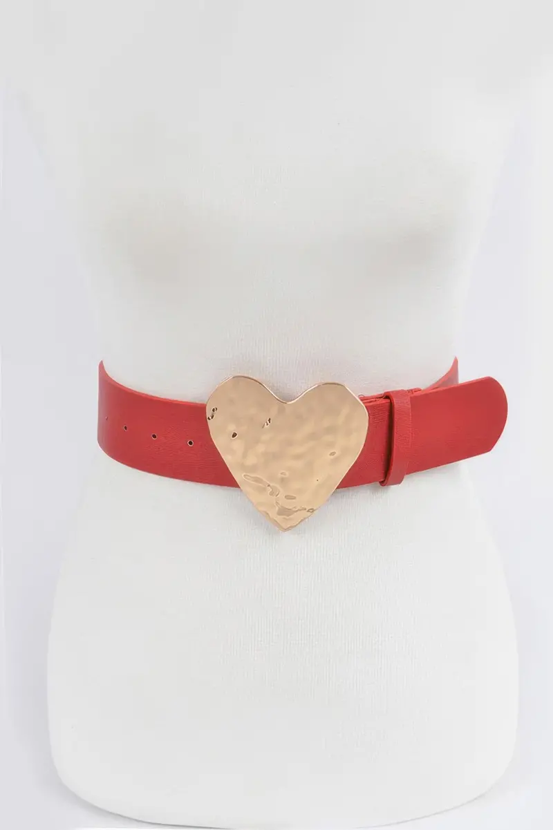 Hammered Heart Shape Buckle Plus Size Belt 1