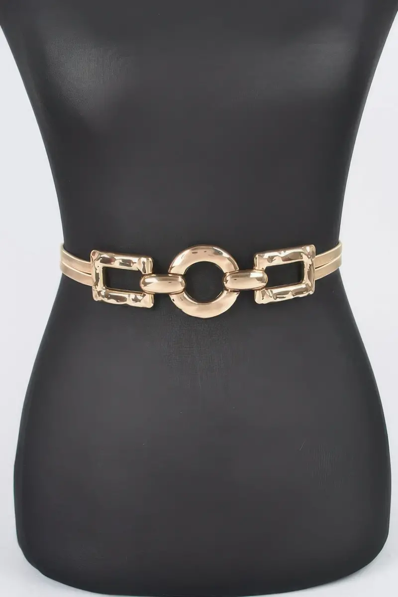 Hammered Metal Buckle Plus Size Stretch Belt 1