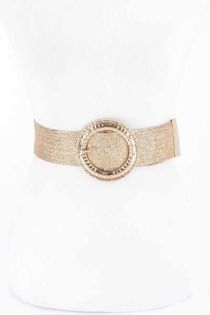 Hammered Metal Buckle Stretch Belt 1
