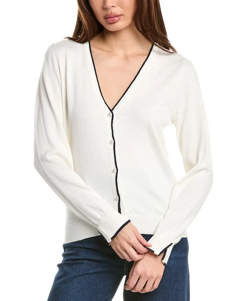 Hannah Rose Pearl Button Trimmed Cashmere-Blend Cardigan 1