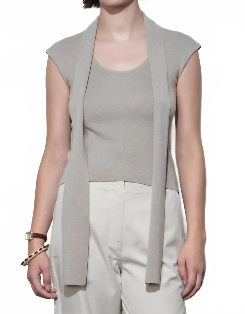 Hannah Scarf Knit Top In Oat 1