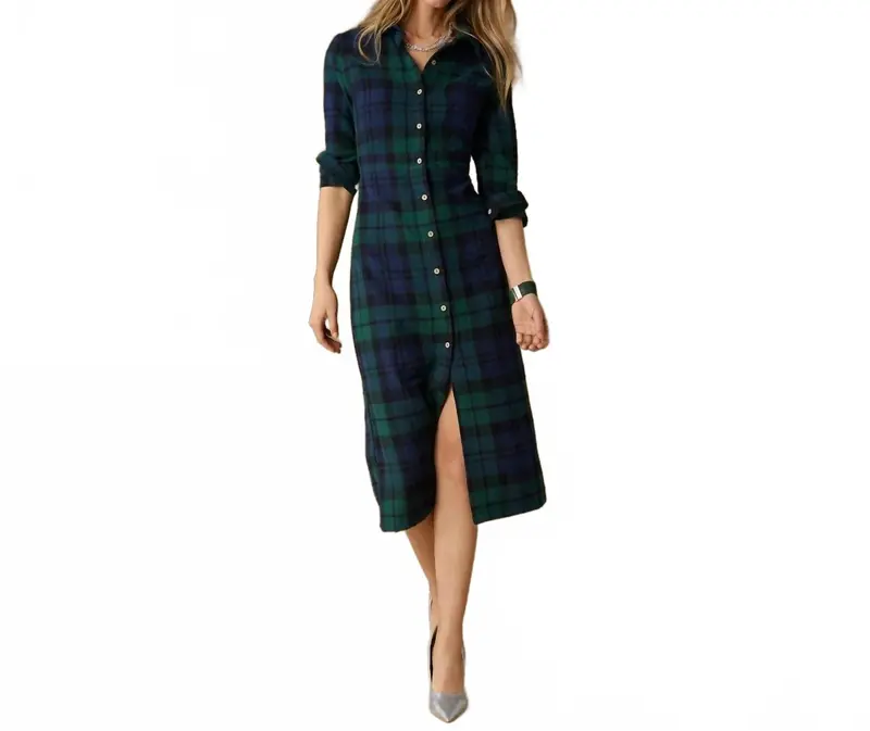 Harris Maxi Dress In Black Watch Plaid 1