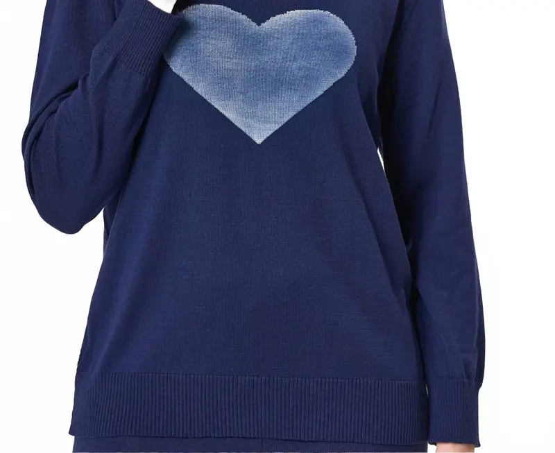 Heart Knit Top In Denim 1