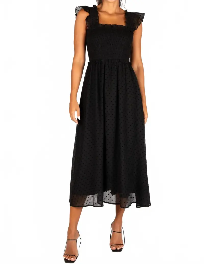 Heart Organza Midi Dress In Black 1