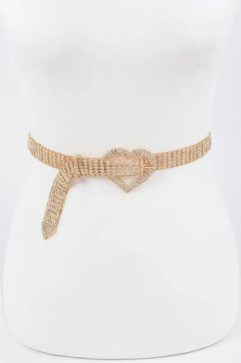 Heart Shape Buckle Rhinestone Belt 1