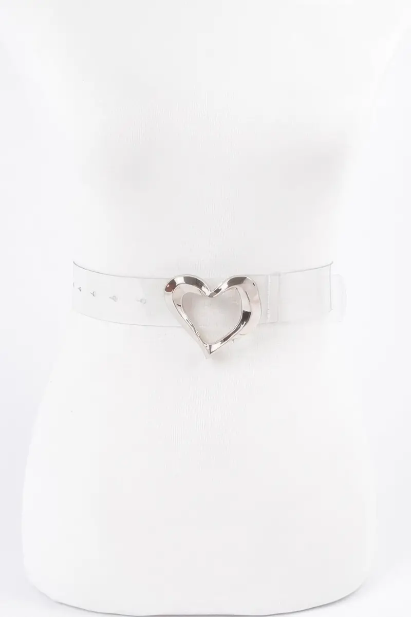 Heart Shape Metal Buckle Plus Size Clear Belt 1